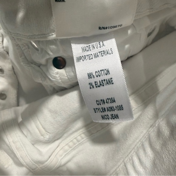 Agolde Nico High Rise Slim Fit White Jeans Raw Hem 28 - Picture 5 of 8